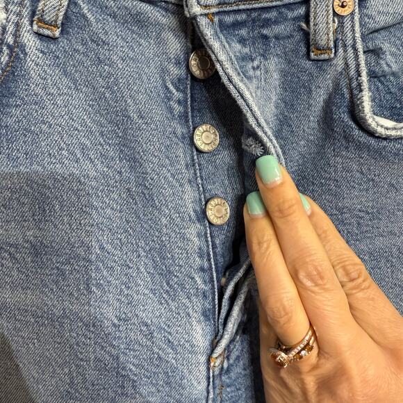 AGOLDE Blue Riley Distressed Cropped Straight Leg Jeans Sz 26 - Picture 4 of 13